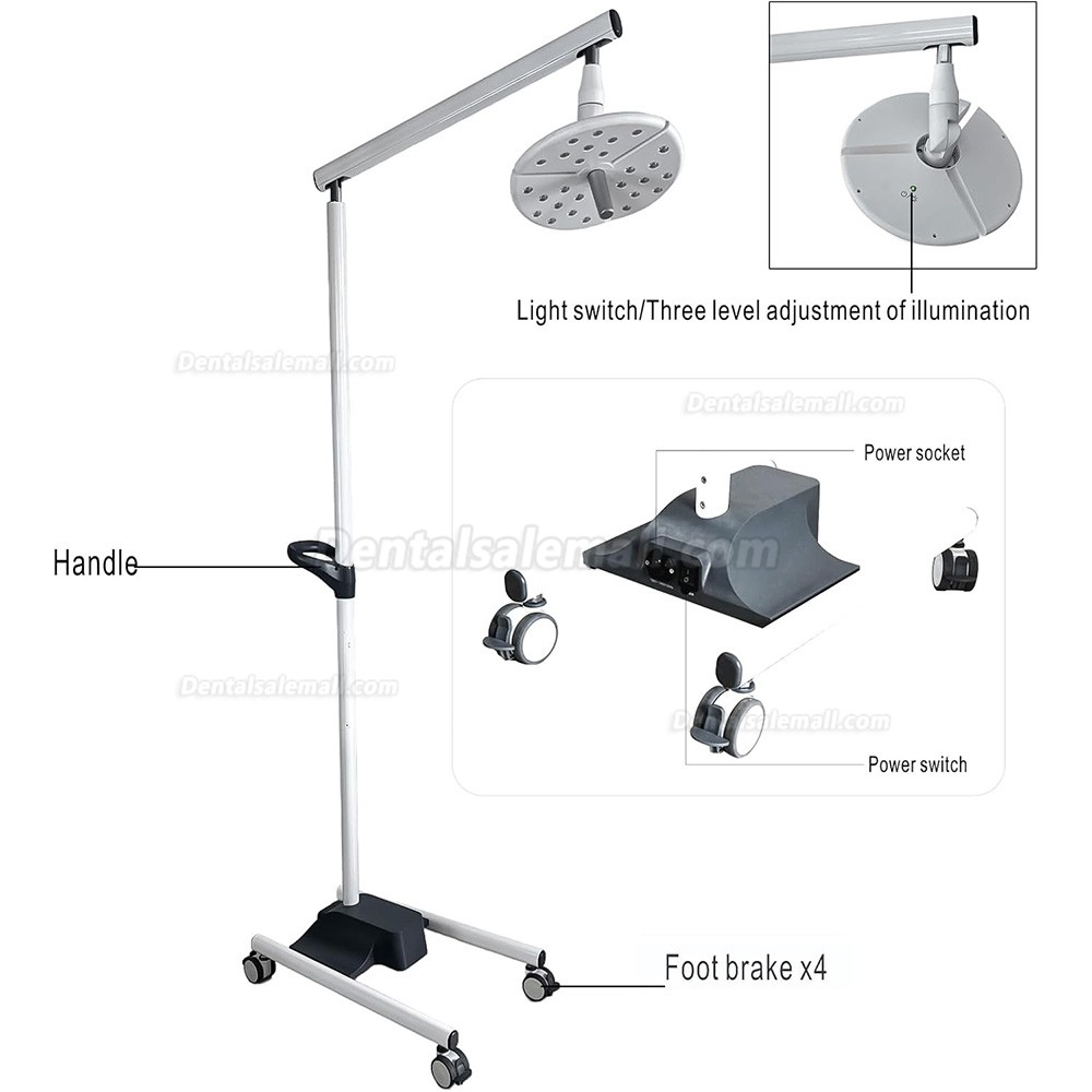 KWS KD-2018L-1 70W Mobile Stand Dental Surgical Lights Shadowless LED Operation Lamp 50000Lux